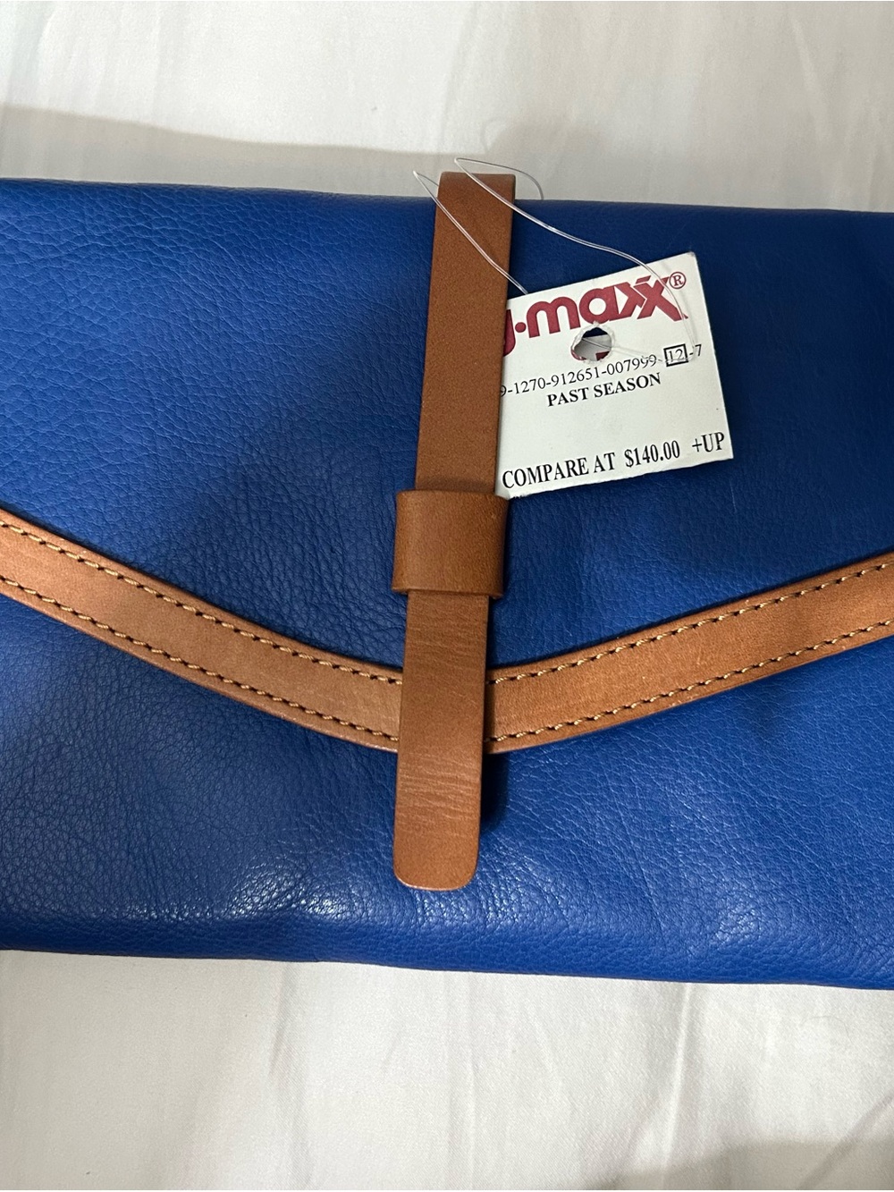 Christopher Kon Blue and Tan Envelope Clutch -